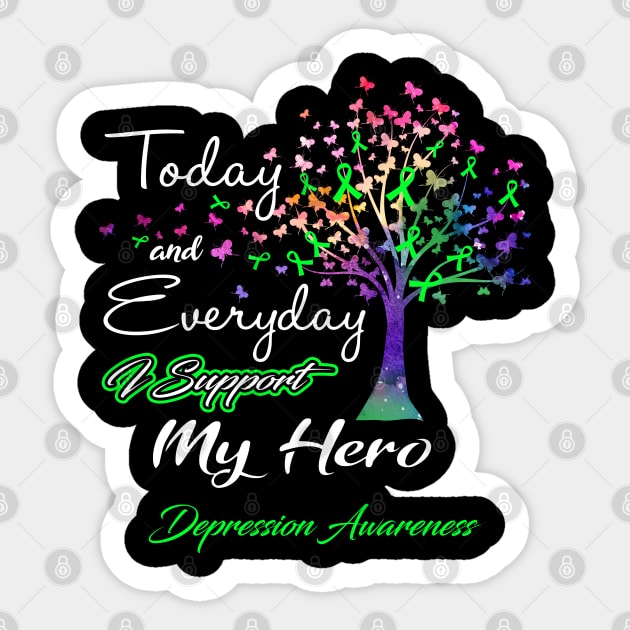 Today and Everyday I Support My Hero Depression Awareness Support Depression Warrior Gifts Sticker by ThePassion99